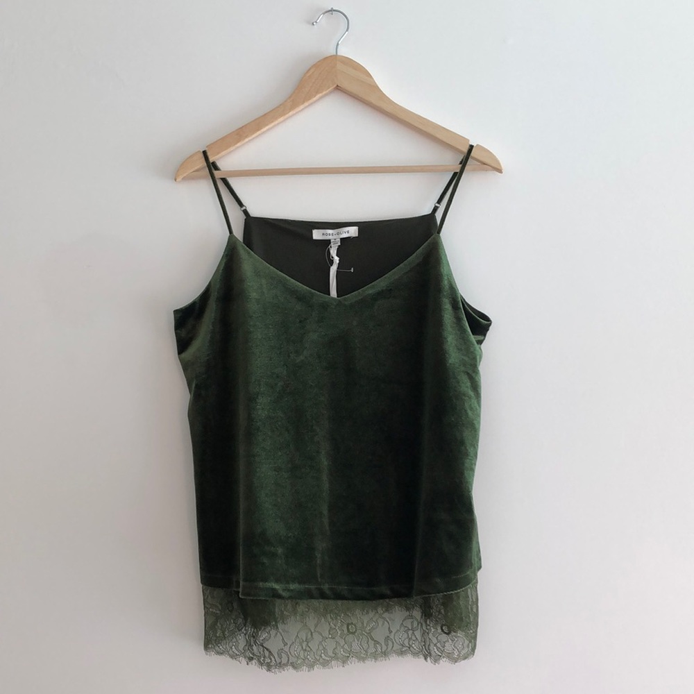 Rose & Olive Green Velvet Tank Top